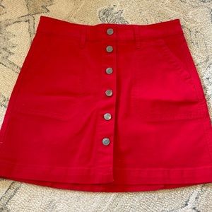 J Crew red button front Mini Sz 2